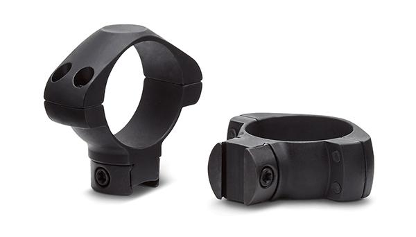 Black scope rings for mounting rifle scopes