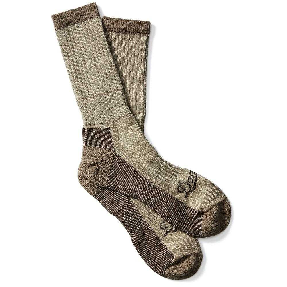 Pair of striped brown and tan socks.