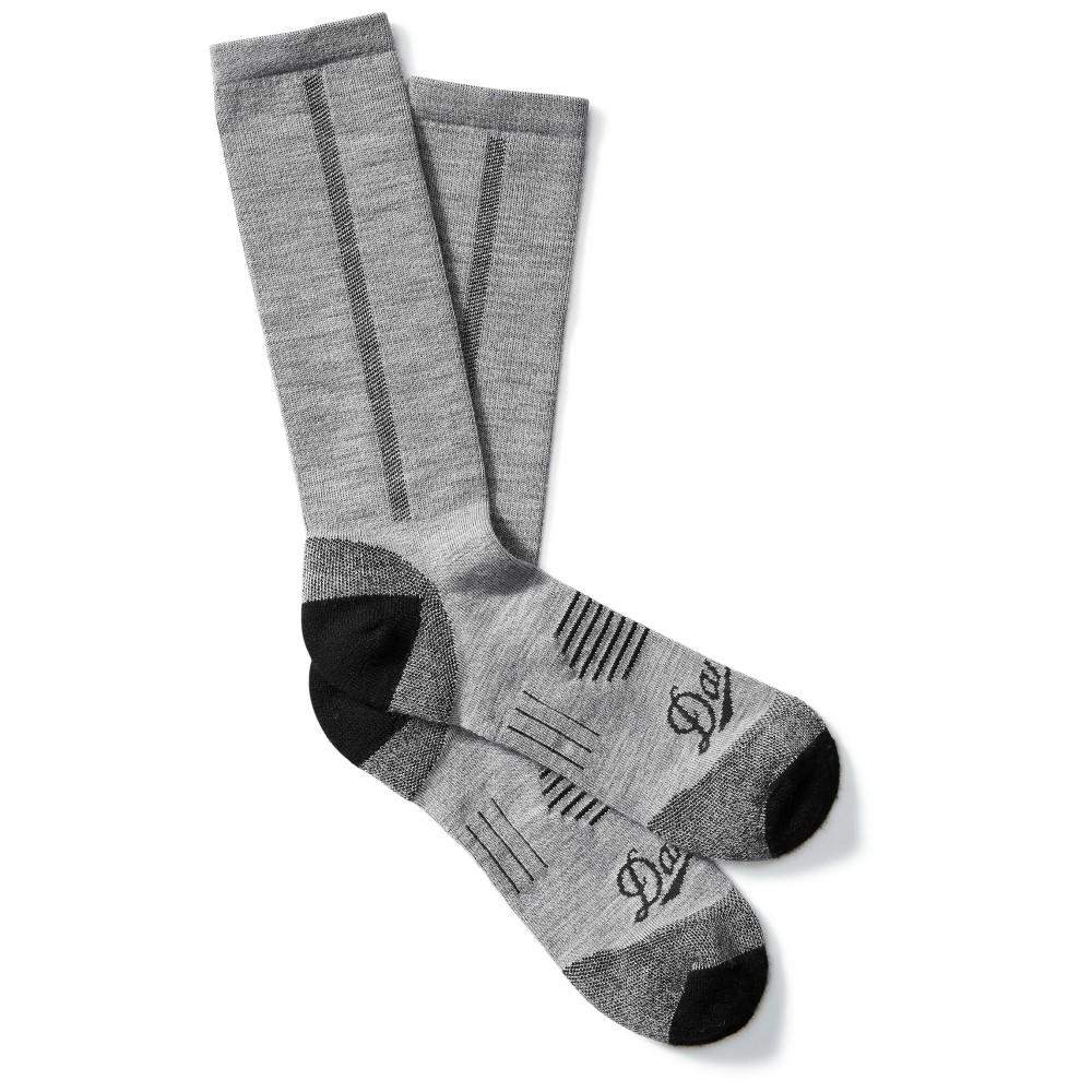 Pair of gray striped socks with black accents