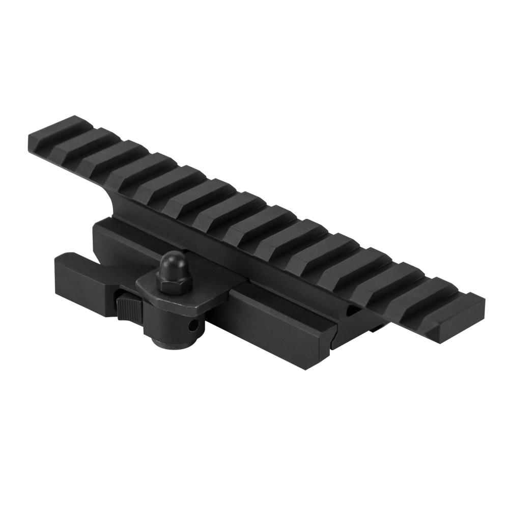 Black tactical rail mount for accessories.