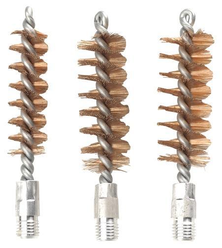 Three metal brushes with twisted bristles.