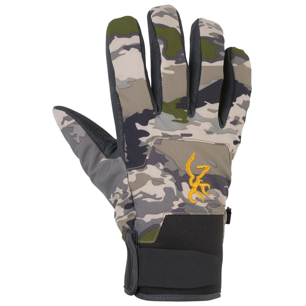 Camo patterned gloves for outdoor use.