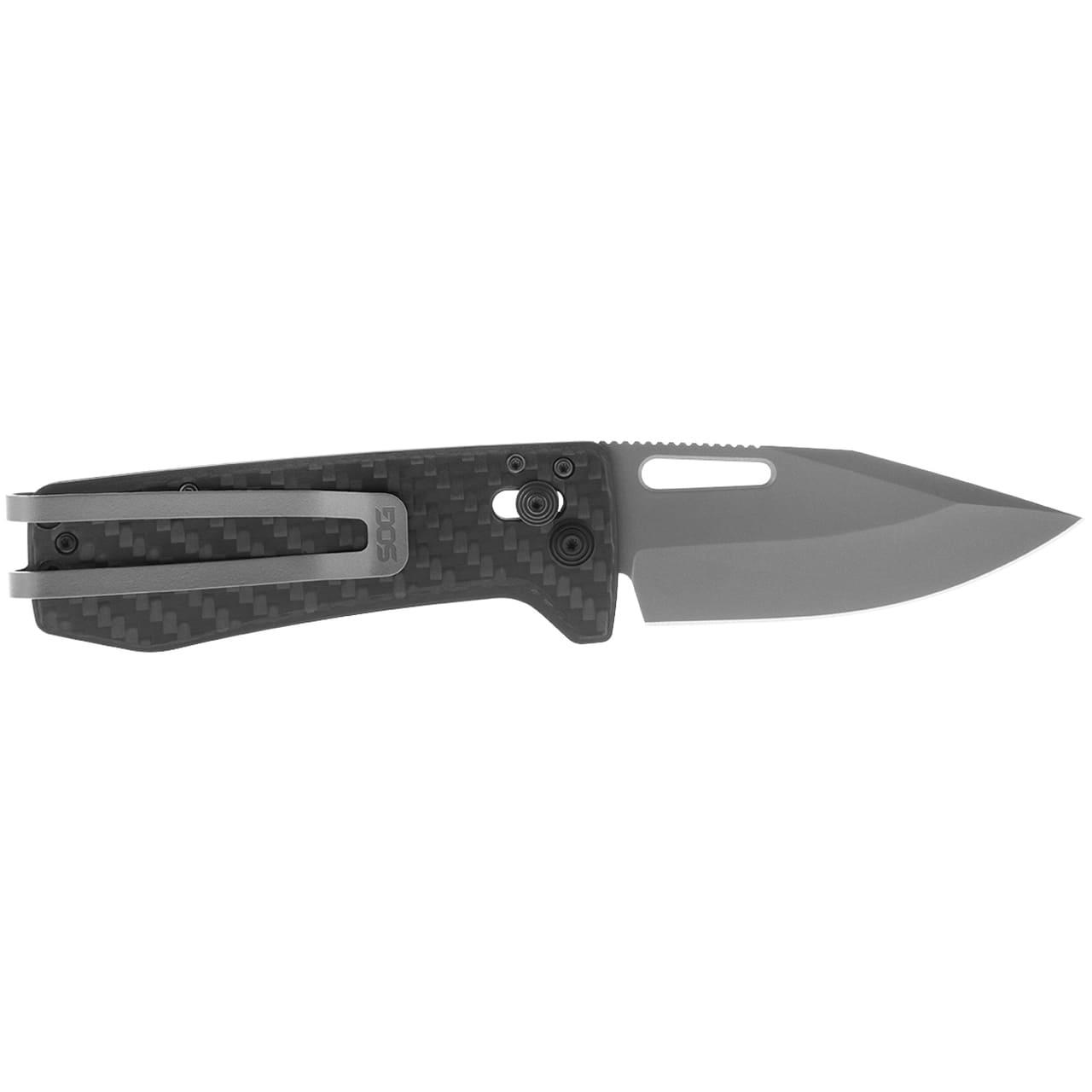 SOG folding knife with carbon fiber handle