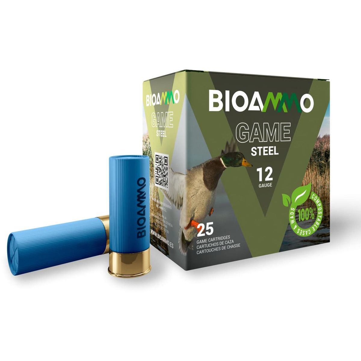 Bioammo 12 gauge steel shotgun cartridges packaging