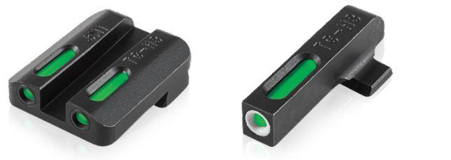 Gun sights with green illumination for accuracy.