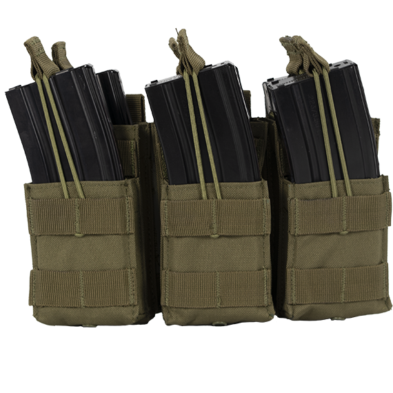 Three ammunition pouches with black magazines