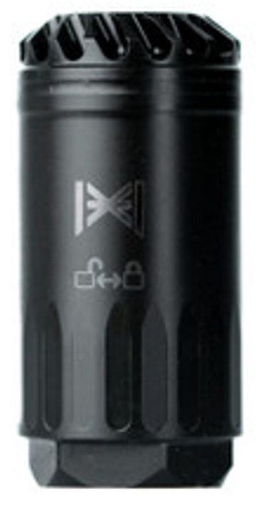 Black metal suppressor with textured grip