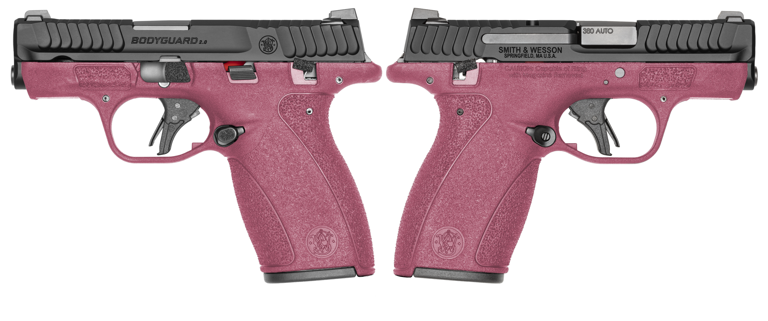 Pink Smith & Wesson Bodyguard 2.0 handgun.