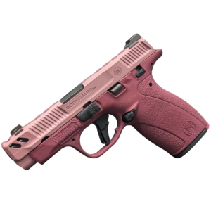 Pink handgun model on black background