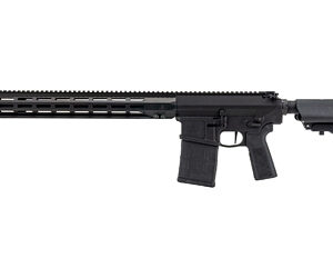 Black semi-automatic rifle on a white background.
