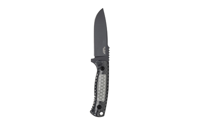 Black tactical folding knife with textured handle