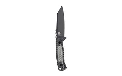Black folding knife with textured handle