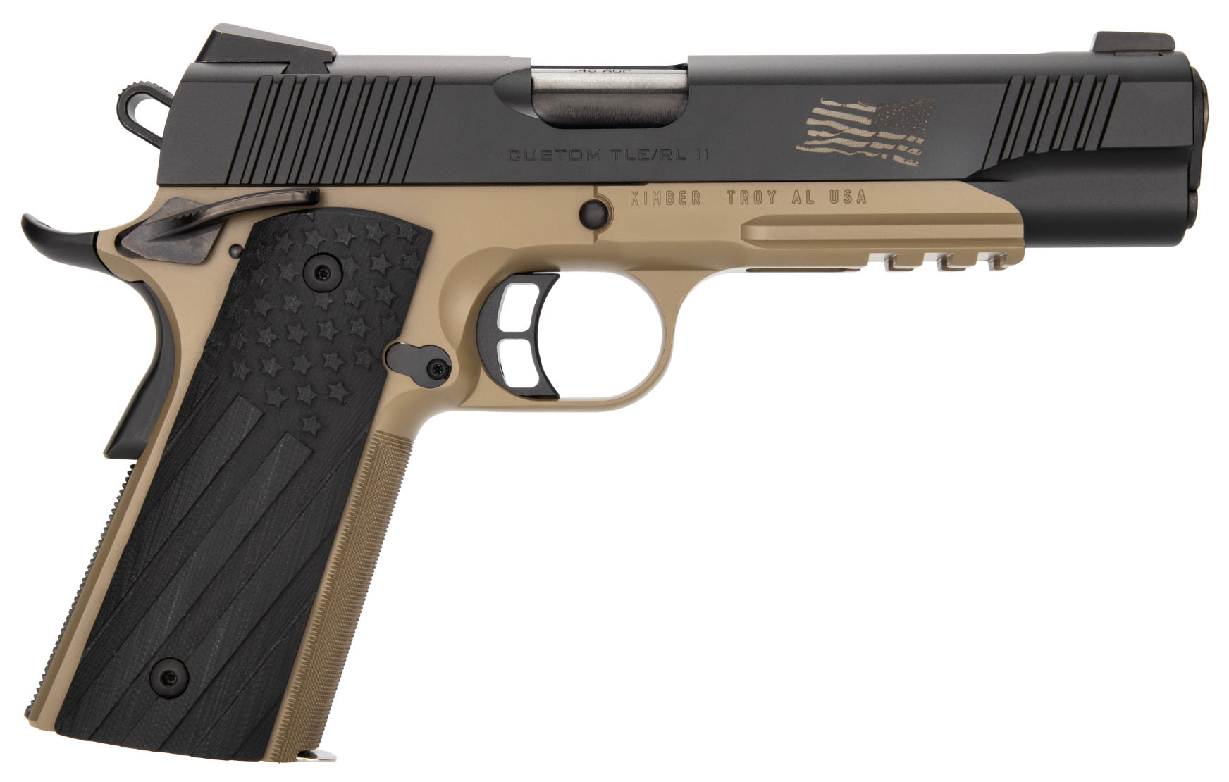 Side view of a custom handgun with unique design.