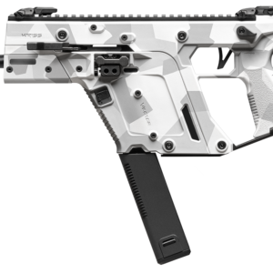 White camouflaged submachine gun on a white background