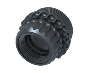 Black threaded cap with textured grip