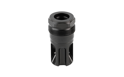 Black threaded connector for firearms accessories.