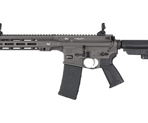 Modern firearm with tactical features and accessories
