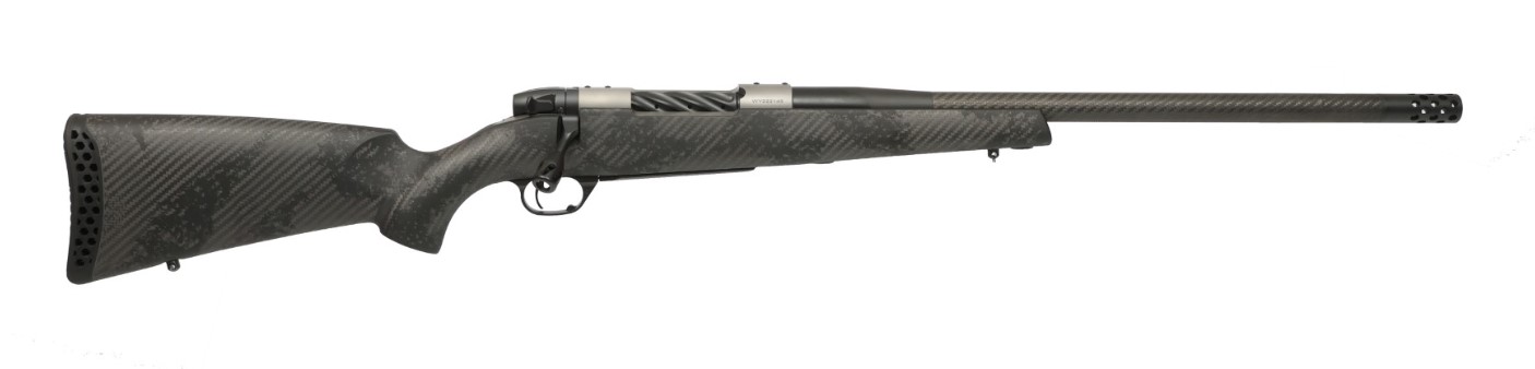 Side view of a carbon fiber rifle.