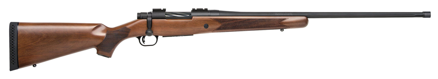 Bolt-action rifle with a wooden stock.