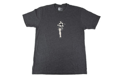 Gray t-shirt with ballerina graphic design.