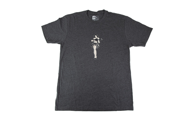 Gray t-shirt featuring a dancer graphic design.