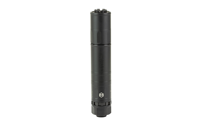 Compact black flashlight with textured grip.