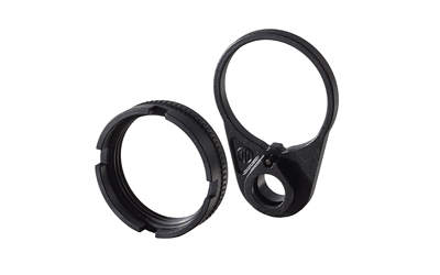 Two black camera lens rings for attachment.