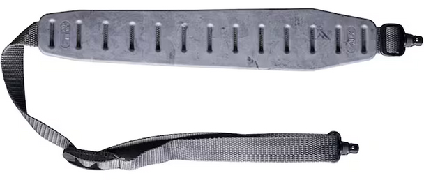 Adjustable gray strap with clips for secure attachment.