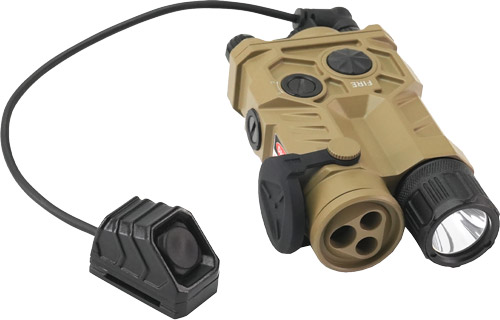 Tactical flashlight with remote switch attachment.