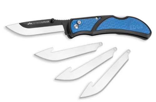 Blue folding knife with interchangeable blades