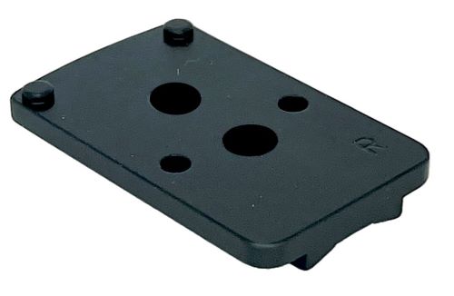 Black plastic mounting plate with holes.