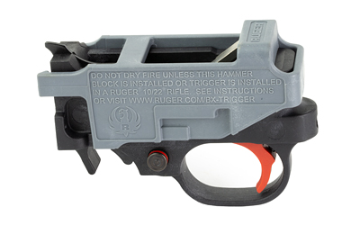 Ruger 10/22 trigger assembly with safety instructions.