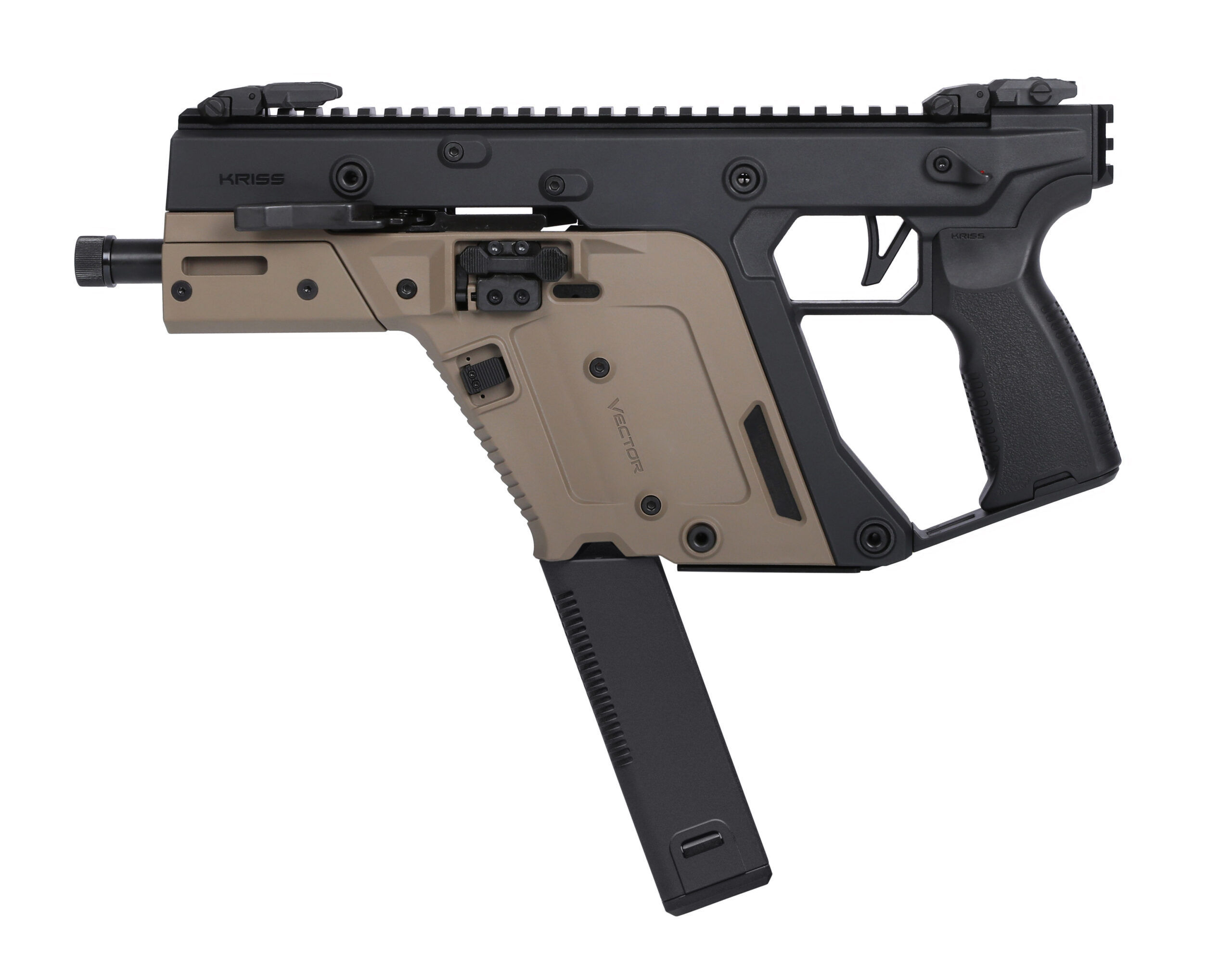 KRISS Vector firearm in tan and black color.