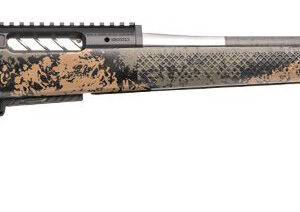 Camo-patterned precision rifle on a white background.