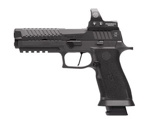 Black semi-automatic handgun with red dot sight