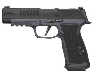 Side view of a modern handgun.