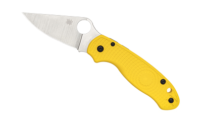 Yellow-handled folding knife with stainless steel blade
