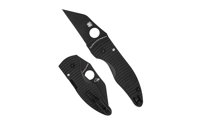 Black folding knife with ergonomic handle