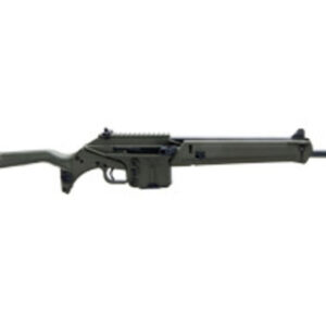 Military-style firearm in olive green color
