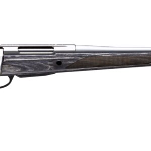 Side view of a modern rifle with wooden stock