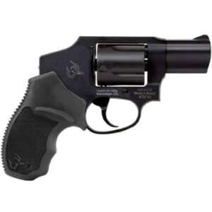 Compact black revolver with textured grip.