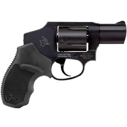 Compact black revolver with textured grip.