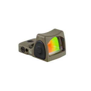 Tactical reflex sight with colorful lens display.