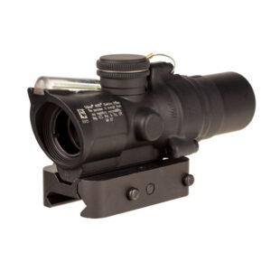 Close-up of a tactical rifle scope.