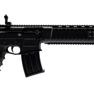 Black rifle displayed on a white background.