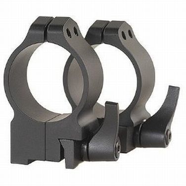 Black scope rings for mounting optics securely.