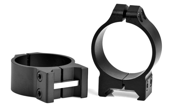 Black scope rings for firearm mounting