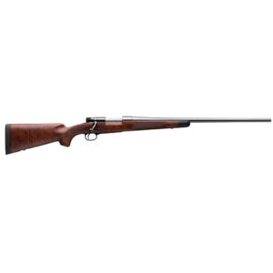 Side view of a wooden rifle.