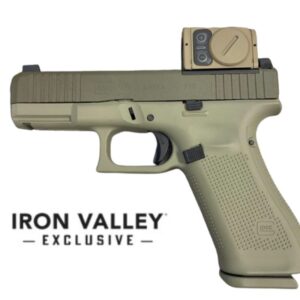 Glock handgun with optic, Iron Valley Exclusive branding.