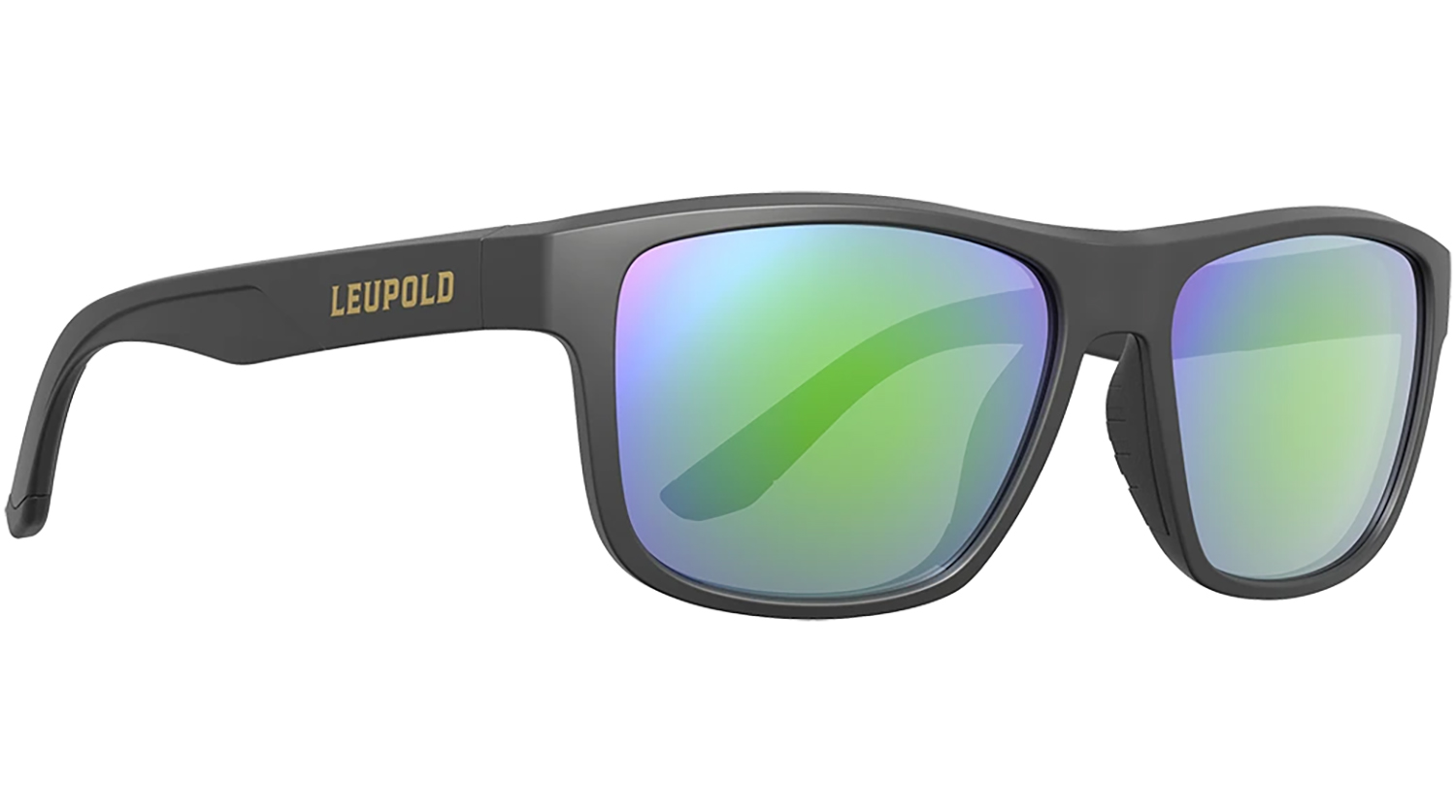 Leupold sunglasses with reflective green lenses.
